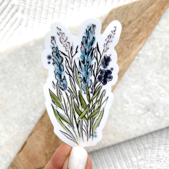 Blue and Purple Floral Stems Sticker