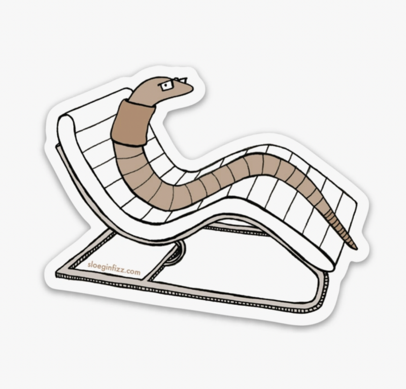 Lounging Earthworm Sticker