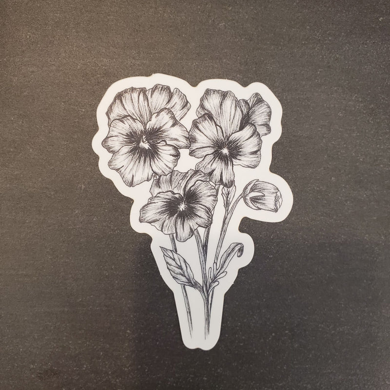 B&W Pansy Sticker